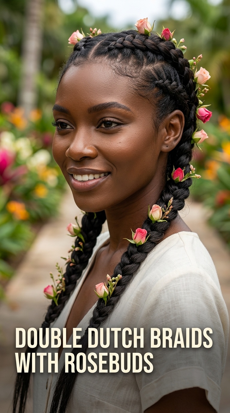 Double Dutch Braids with Rosebuds