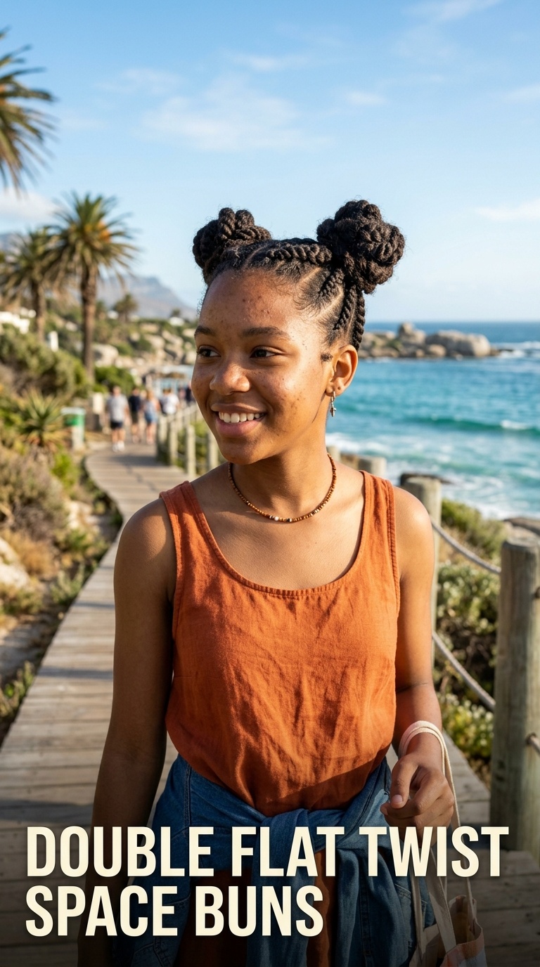 Double Flat Twist Space Buns