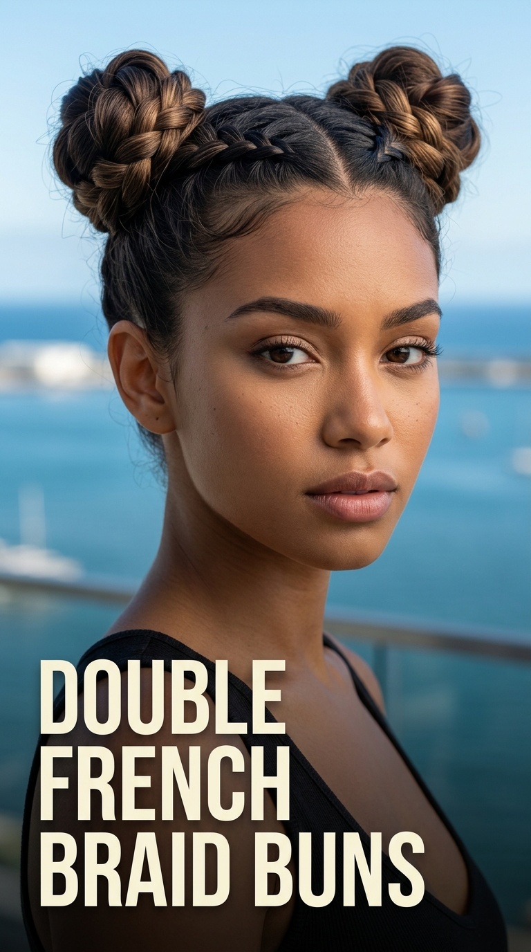 Double French Braid Buns