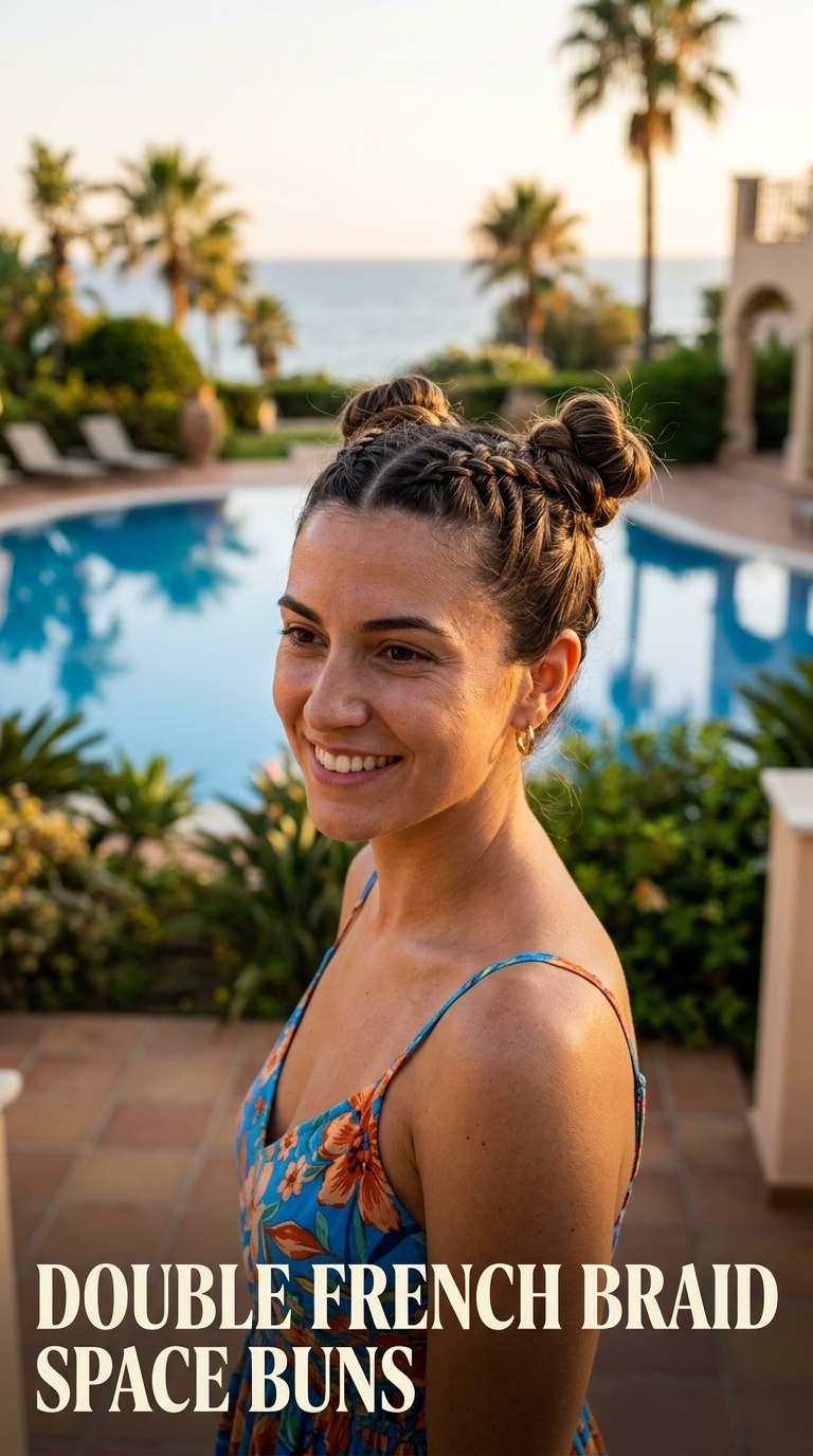 Double French Braid Space Buns