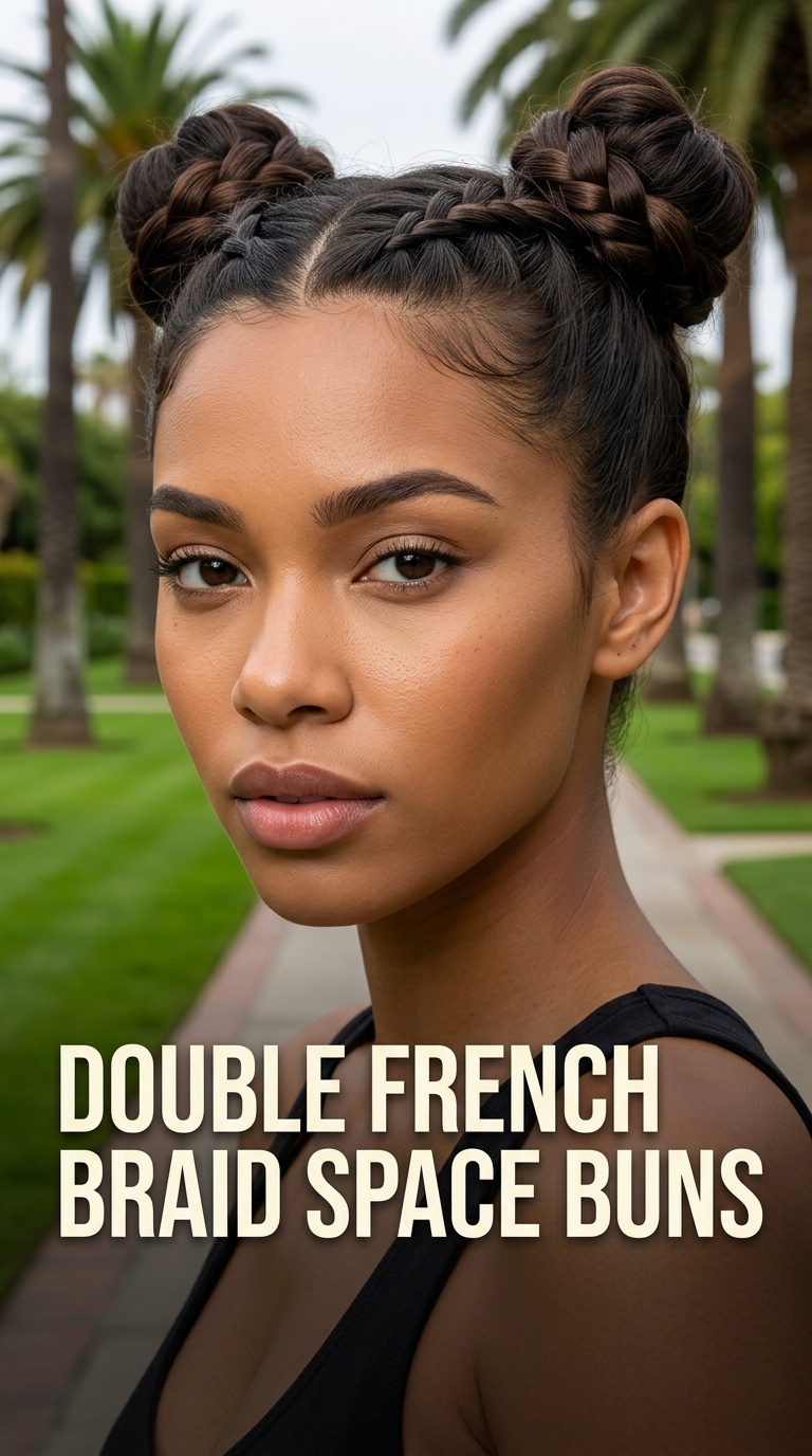 Double French Braid Space Buns