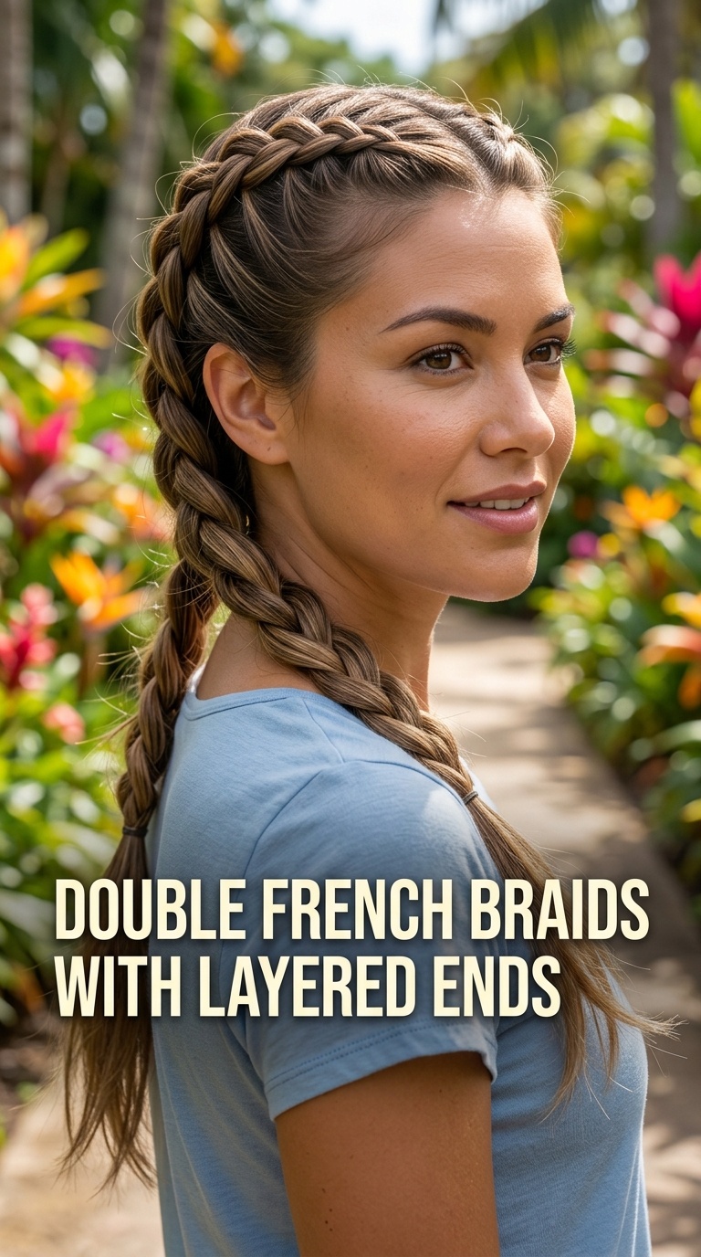Double French Braids with Layered Ends
