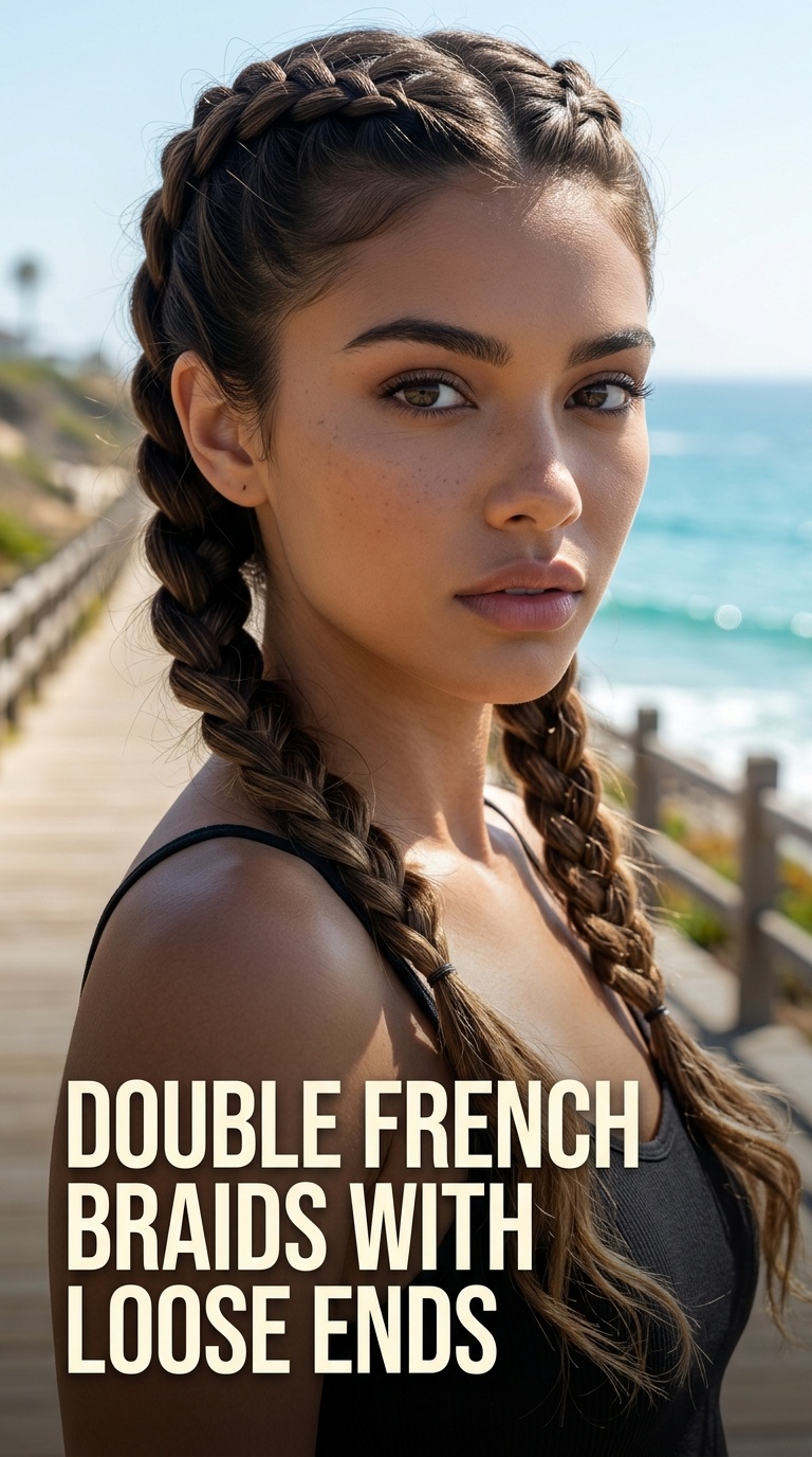 Double French Braids with Loose Ends