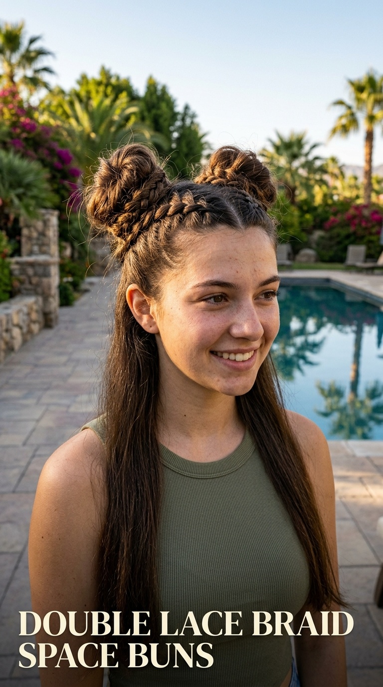 Double Lace Braid Space Buns