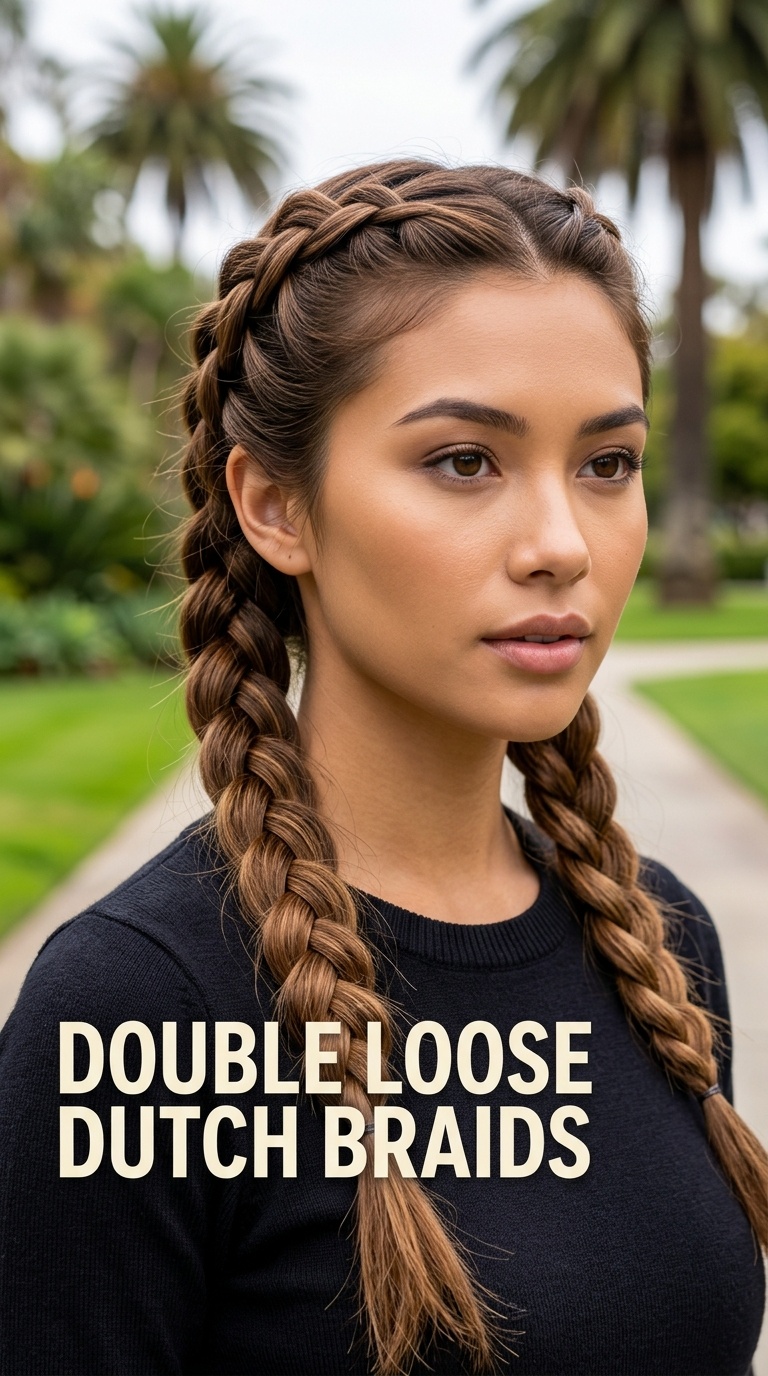 Double Loose Dutch Braids