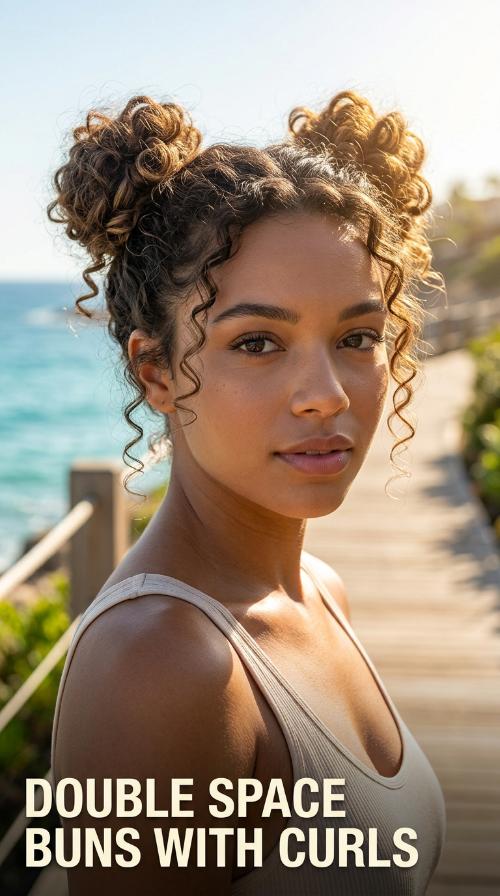 Double Space Buns with Curls