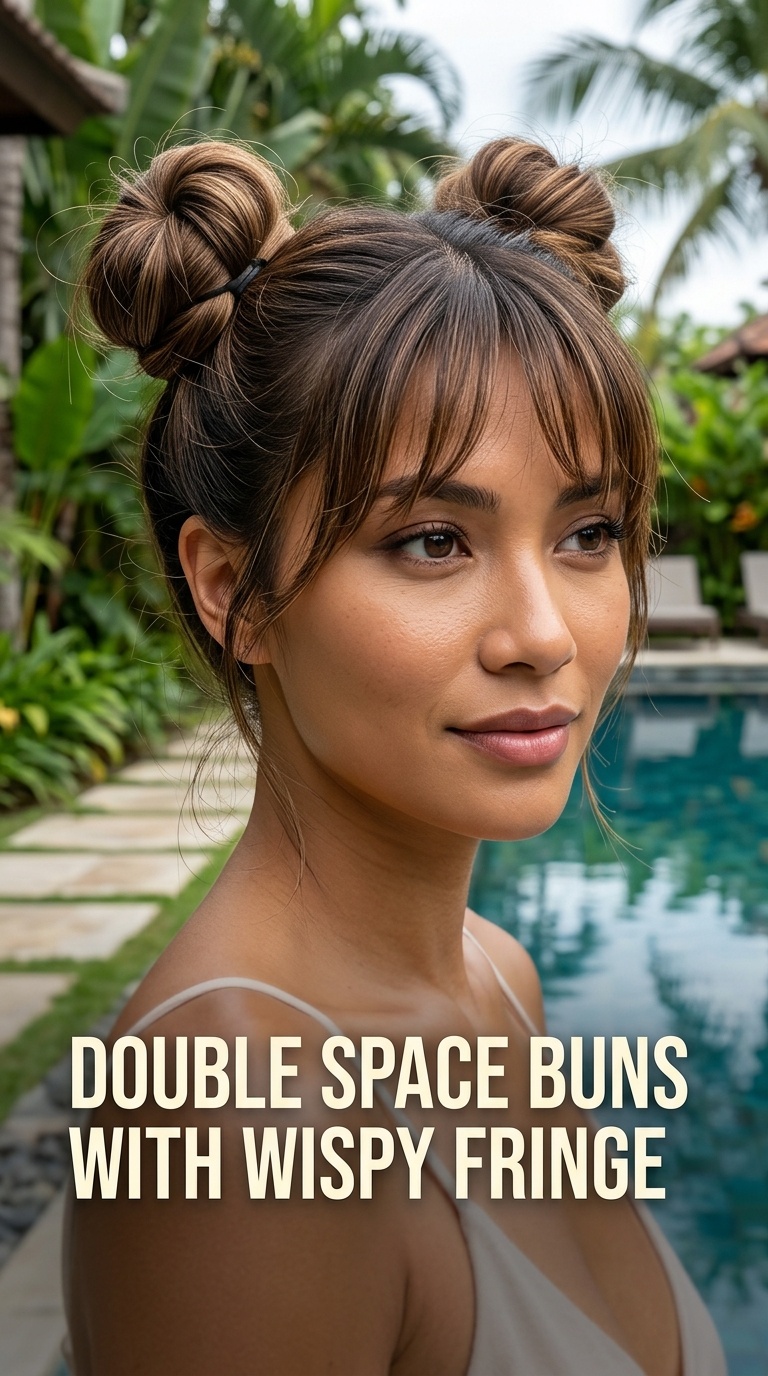 Double Space Buns with Wispy Fringe