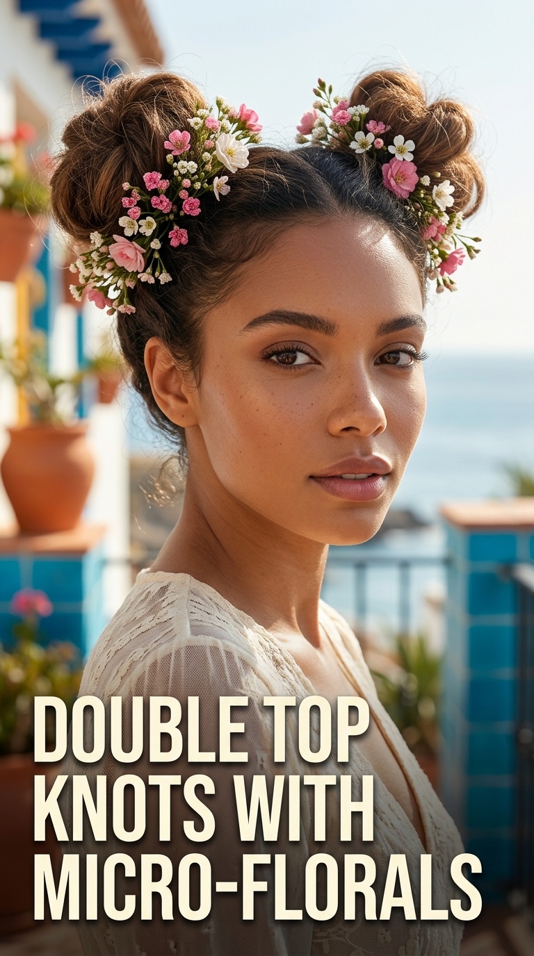 Double Top Knots with Micro-Florals