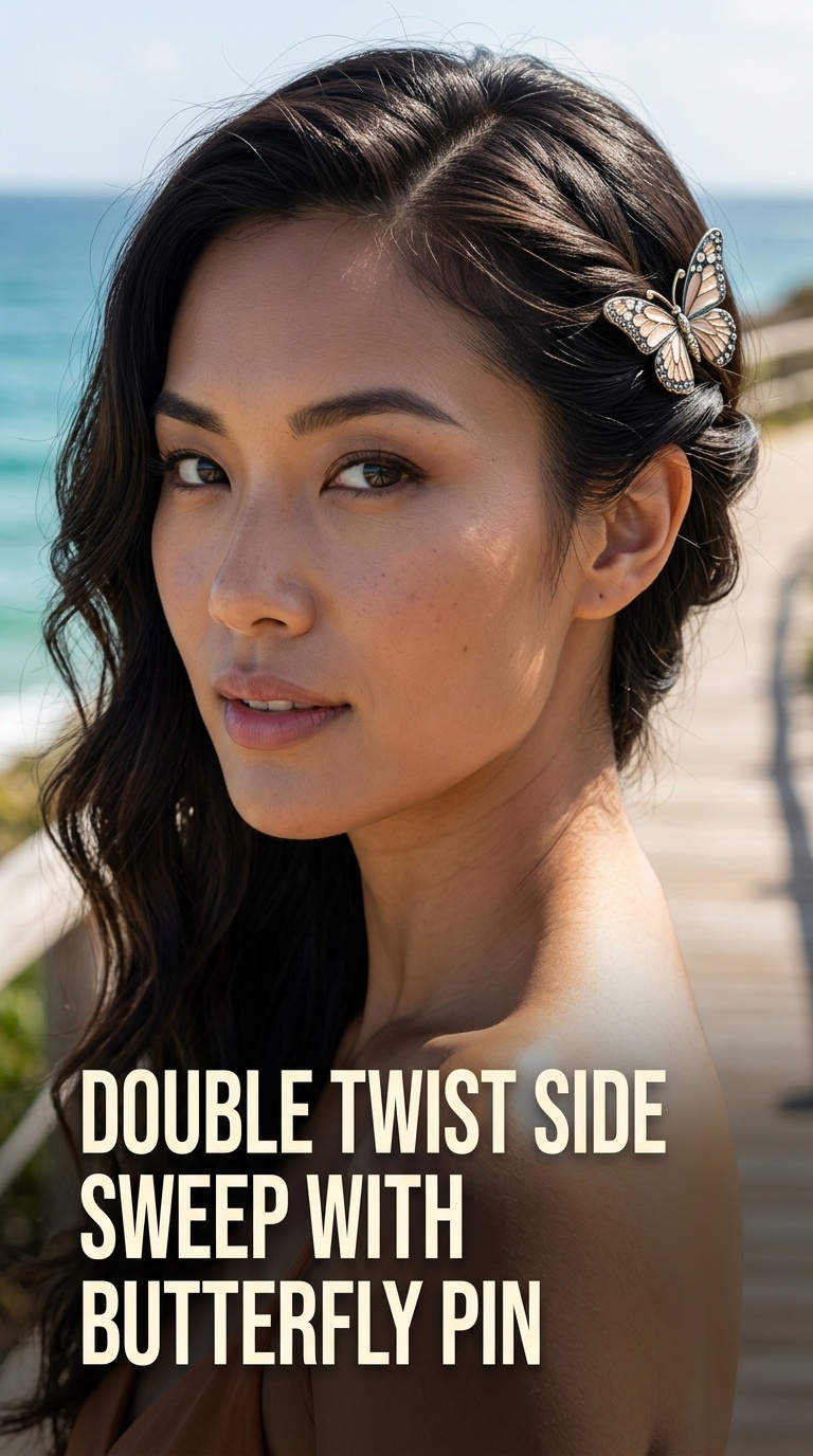 Double Twist Side Sweep with Butterfly Pin