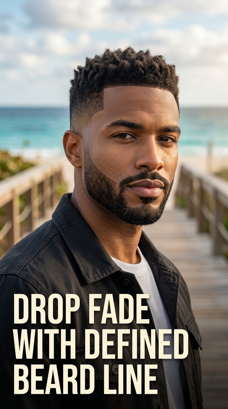 Drop Fade with Defined Beard Line