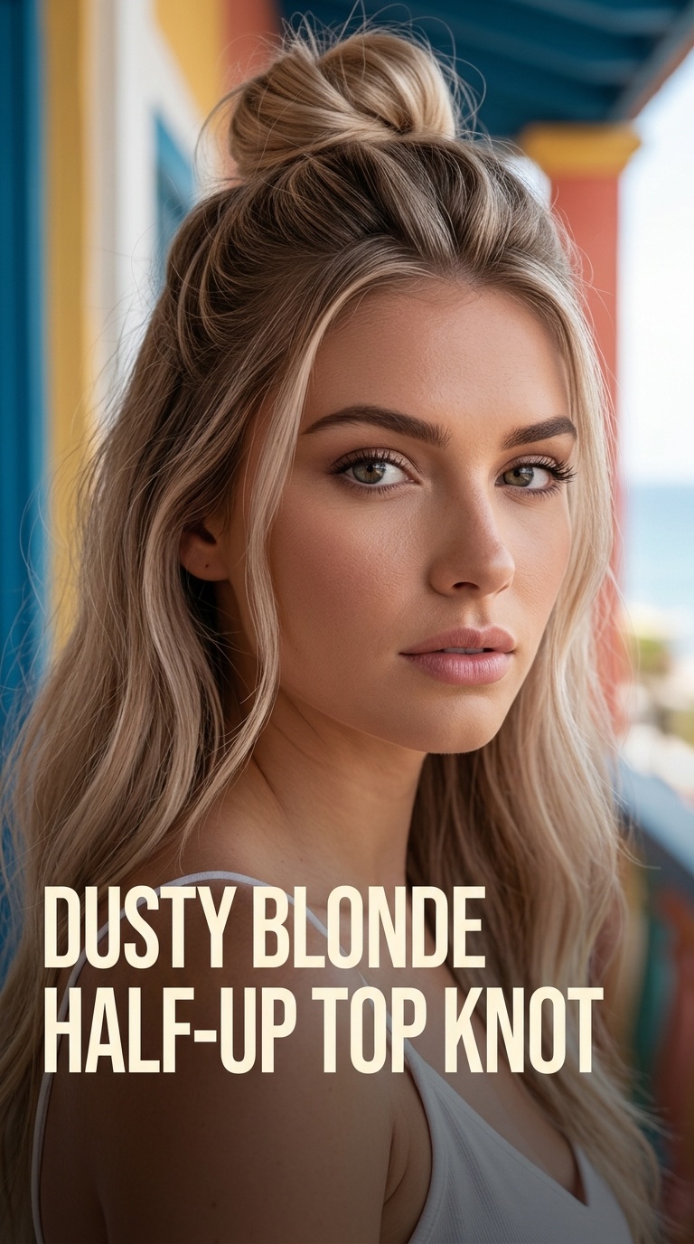 Dusty Blonde Half-Up Top Knot