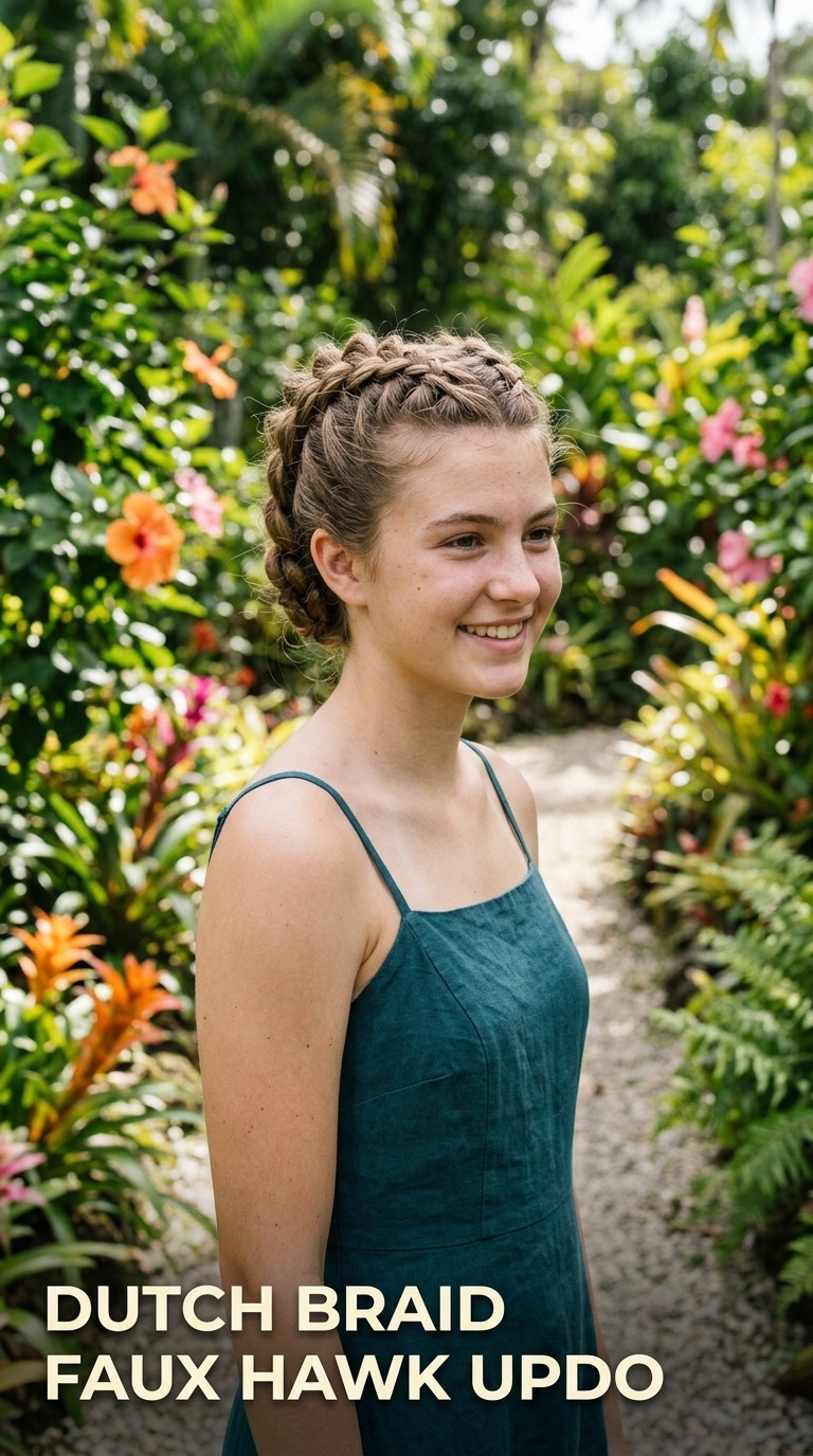 Dutch Braid Faux Hawk Updo