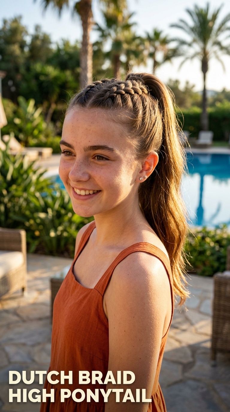 Dutch Braid High Ponytail
