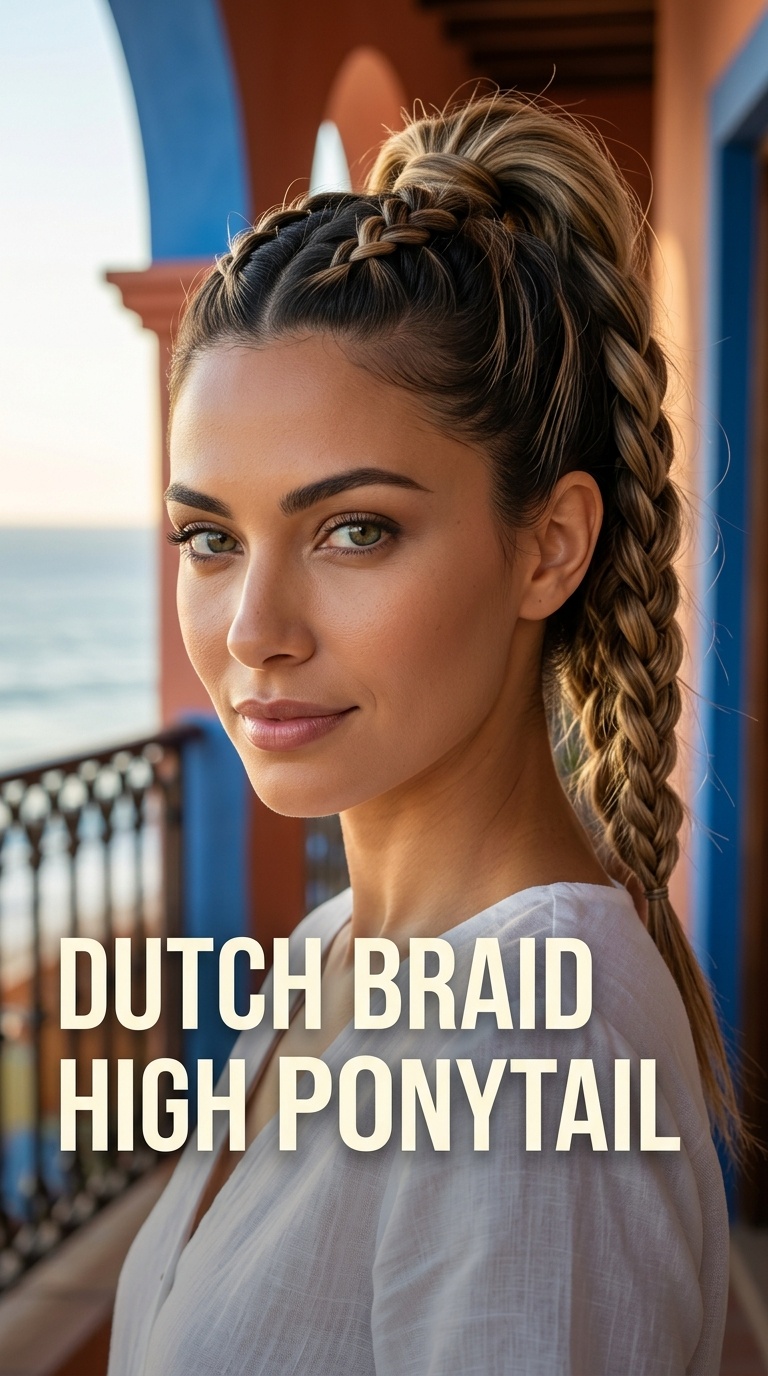 Dutch Braid High Ponytail