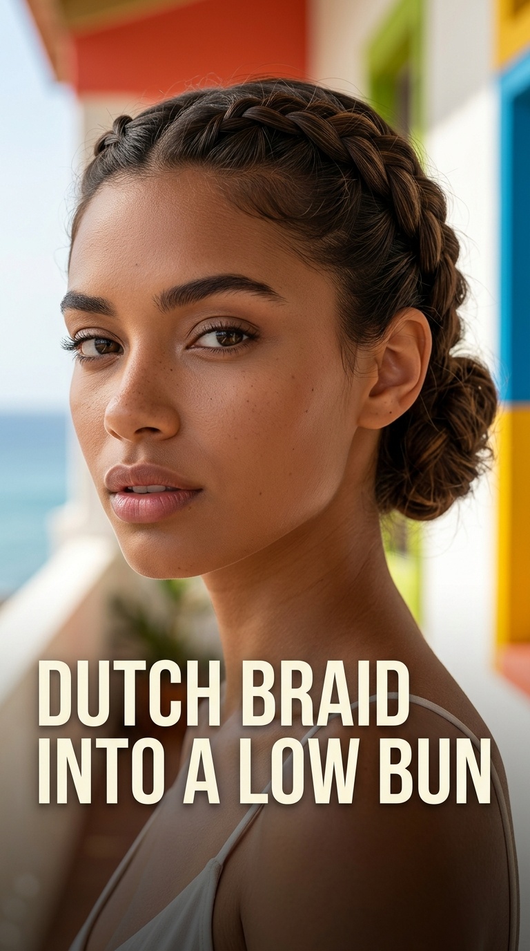 Dutch Braid into a Low Bun
