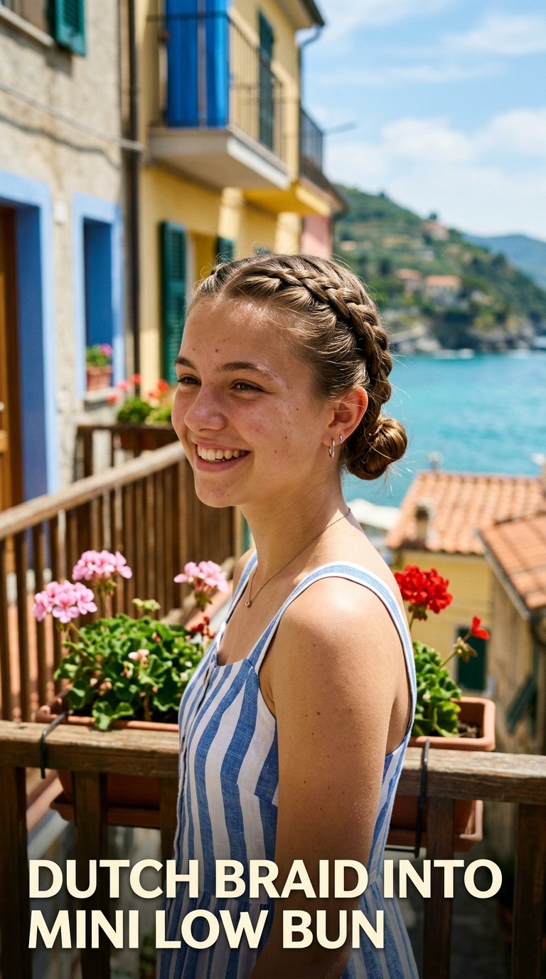 Dutch Braid into Mini Low Bun