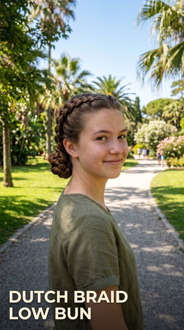 Dutch Braid Low Bun