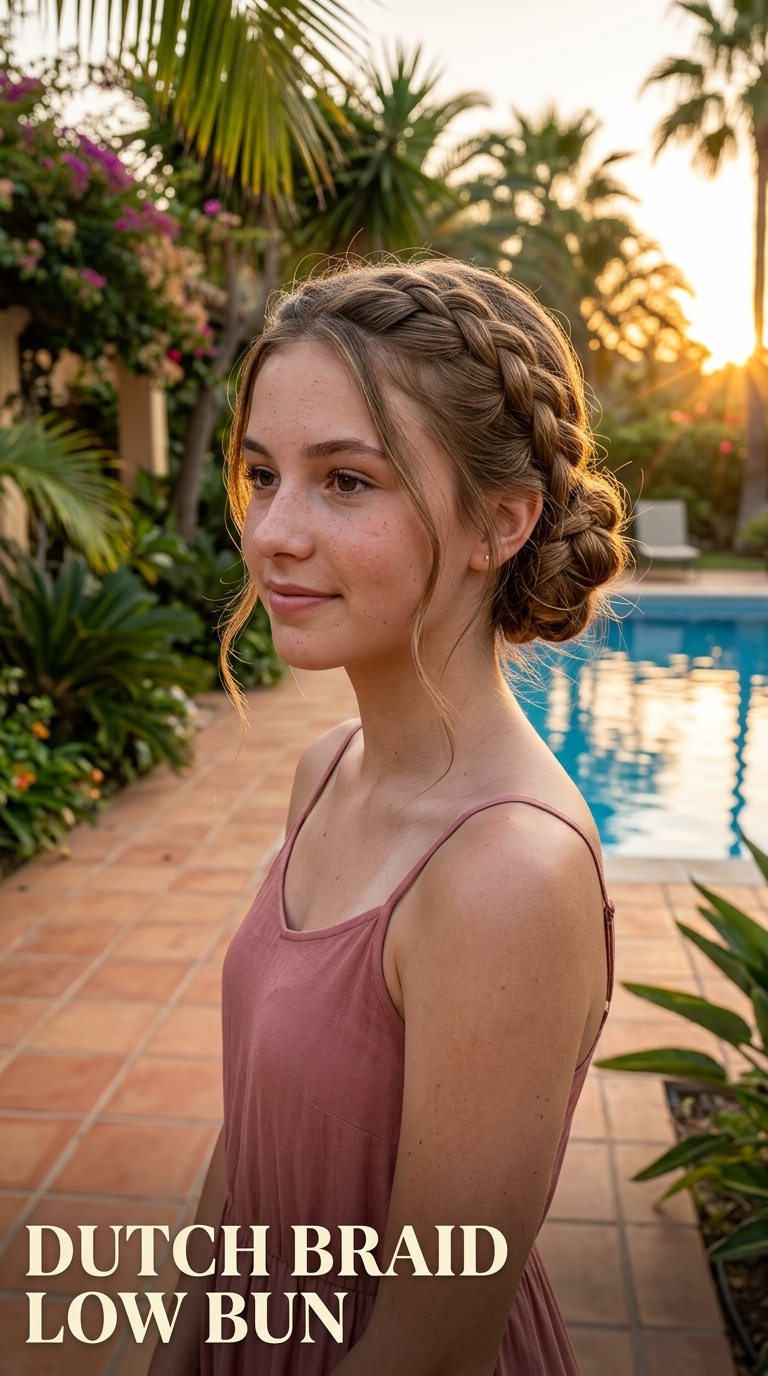 Dutch Braid Low Bun