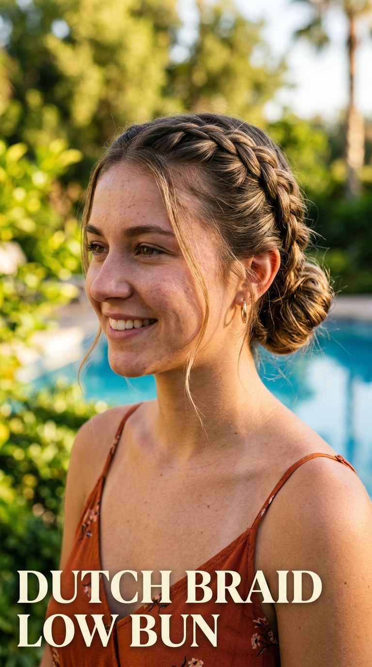 Dutch Braid Low Bun