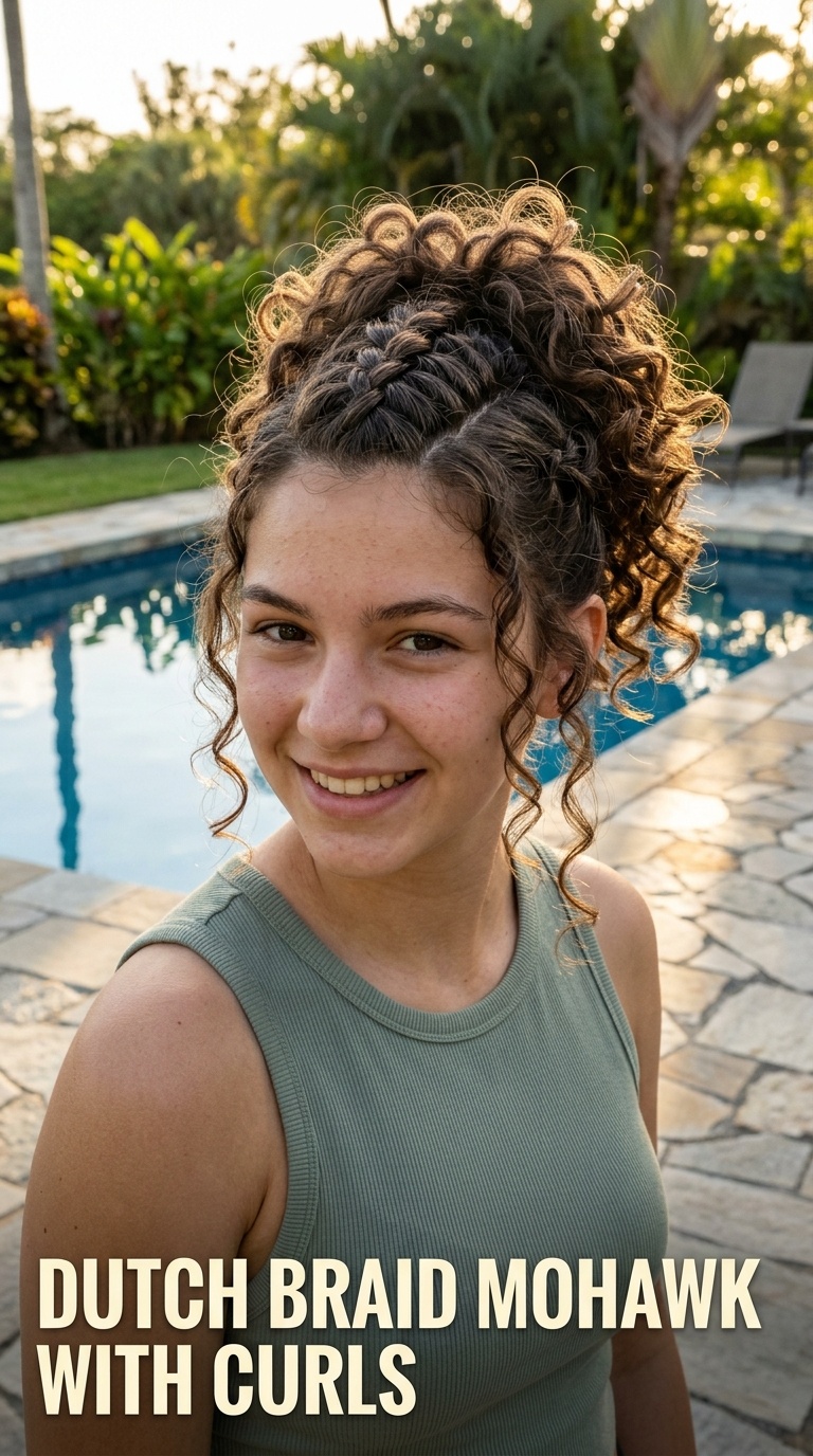 Dutch Braid Mohawk with Curls
