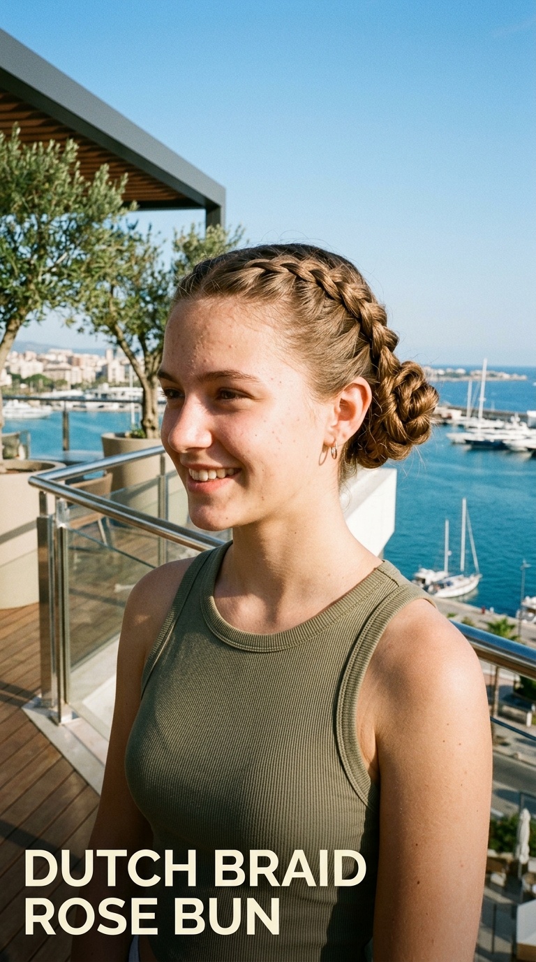 Dutch Braid Rose Bun