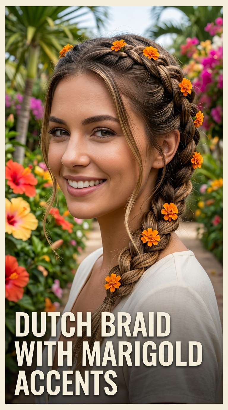 Dutch Braid with Marigold Accents
