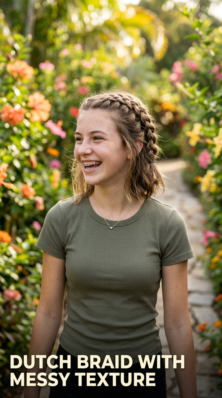 Dutch Braid with Messy Texture