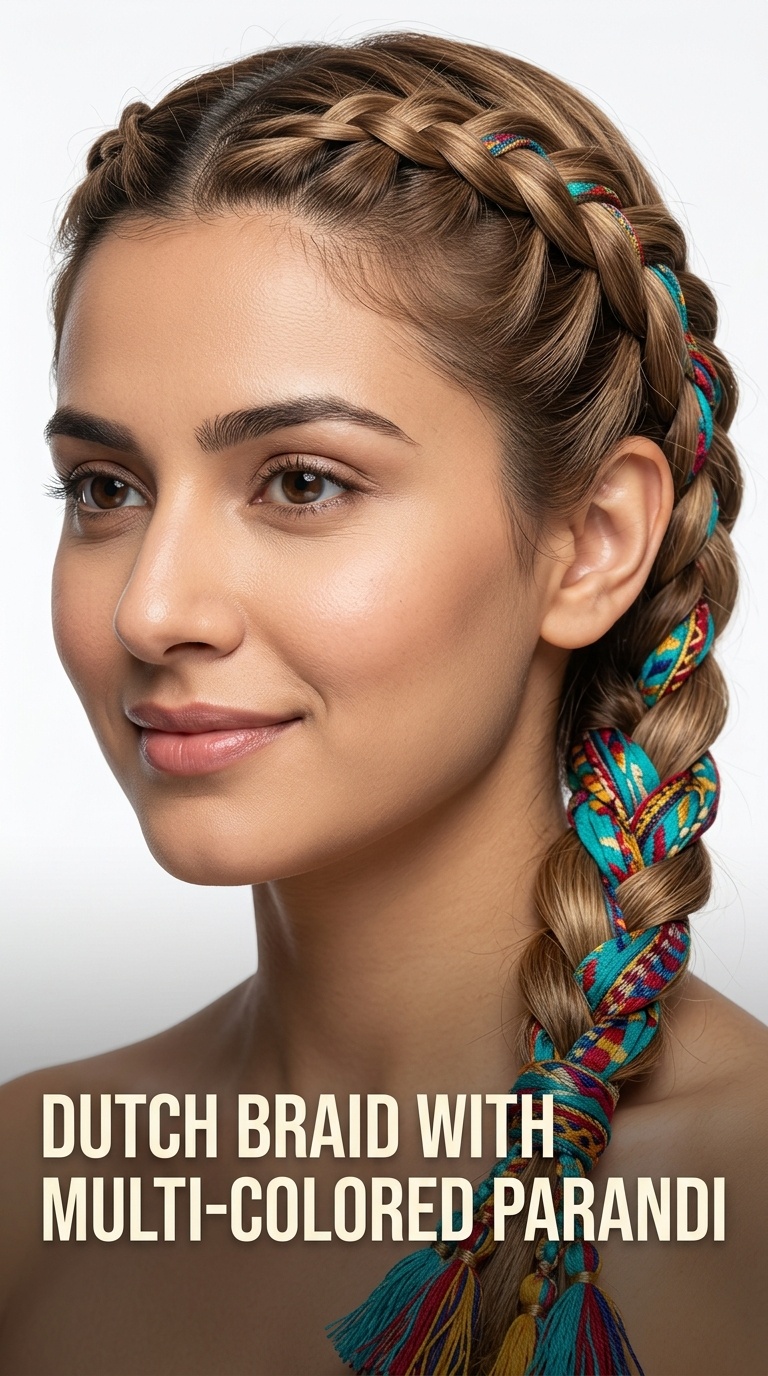 Dutch Braid with Multi-Colored Parandi