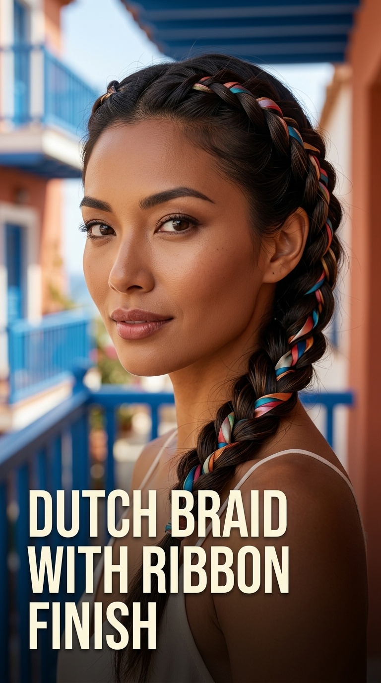 Dutch Braid with Ribbon Finish