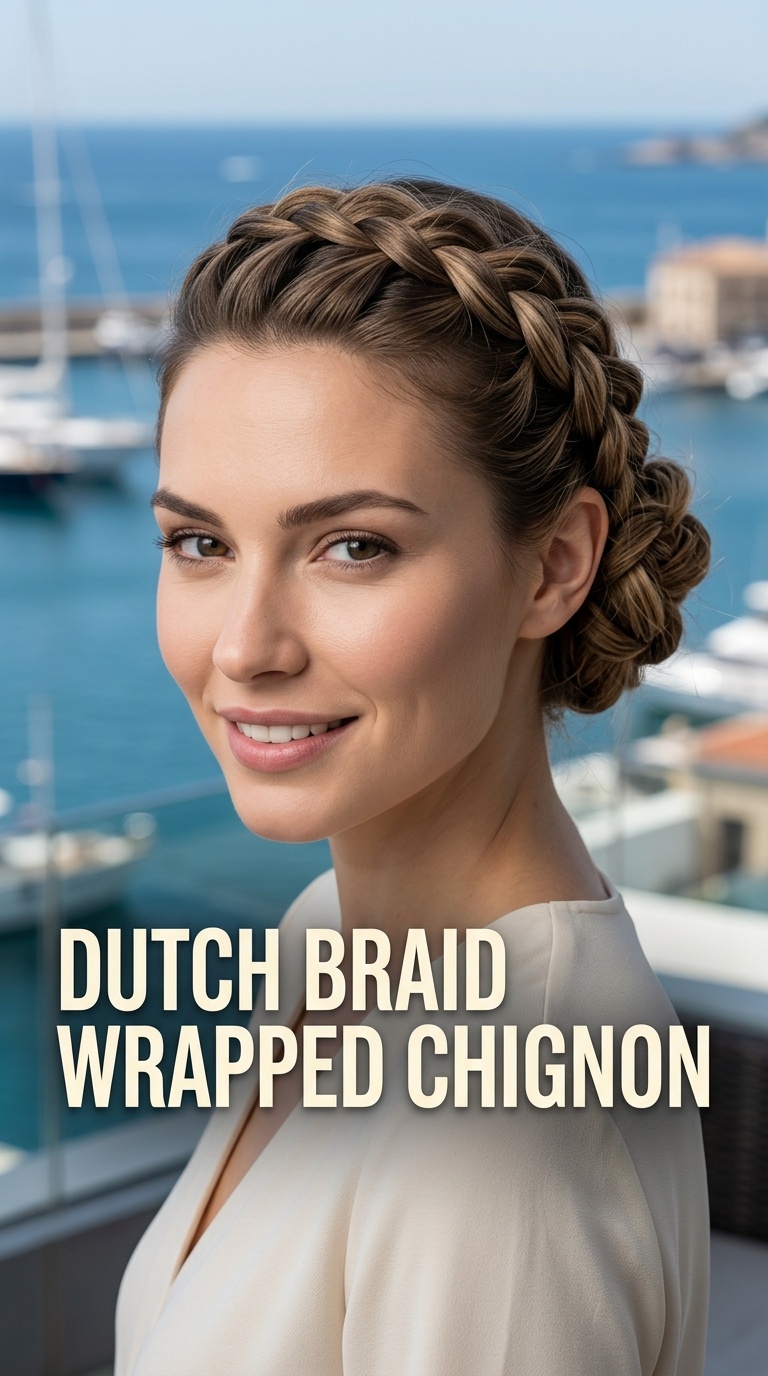 Dutch Braid Wrapped Chignon