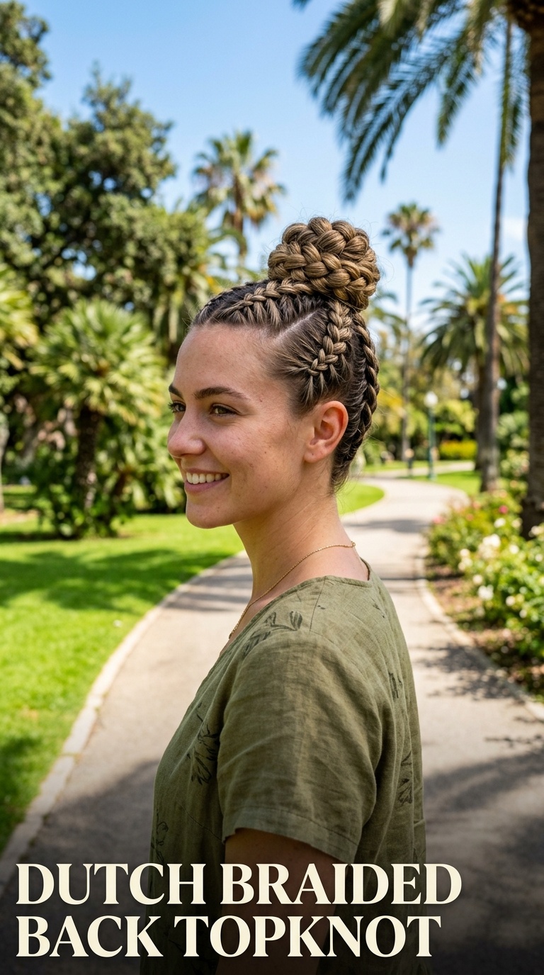 Dutch Braided Back Topknot