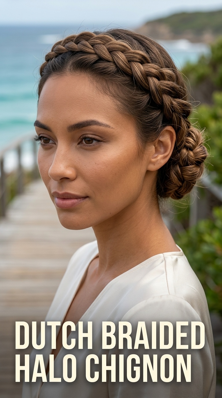 Dutch Braided Halo Chignon