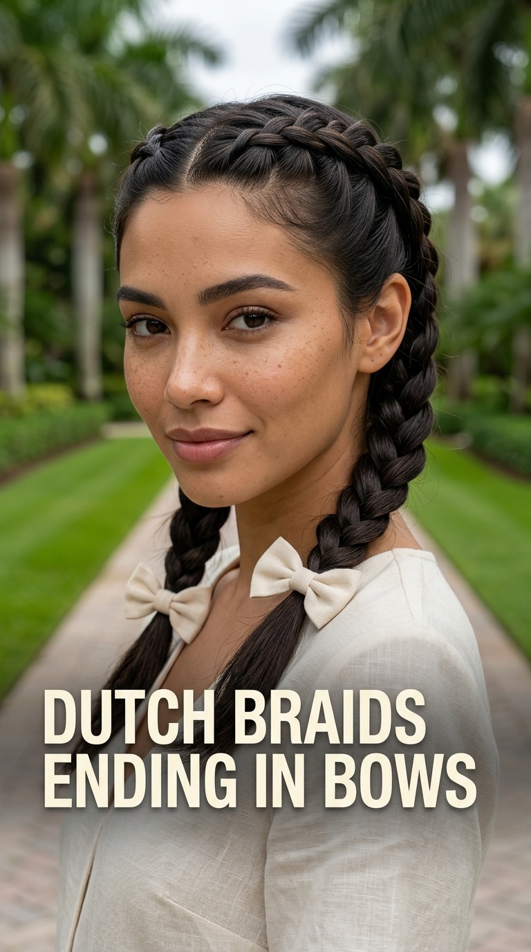 Dutch Braids ending in Bows