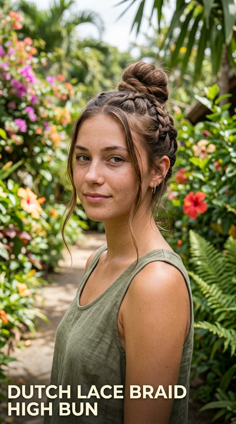 Dutch Lace Braid High Bun