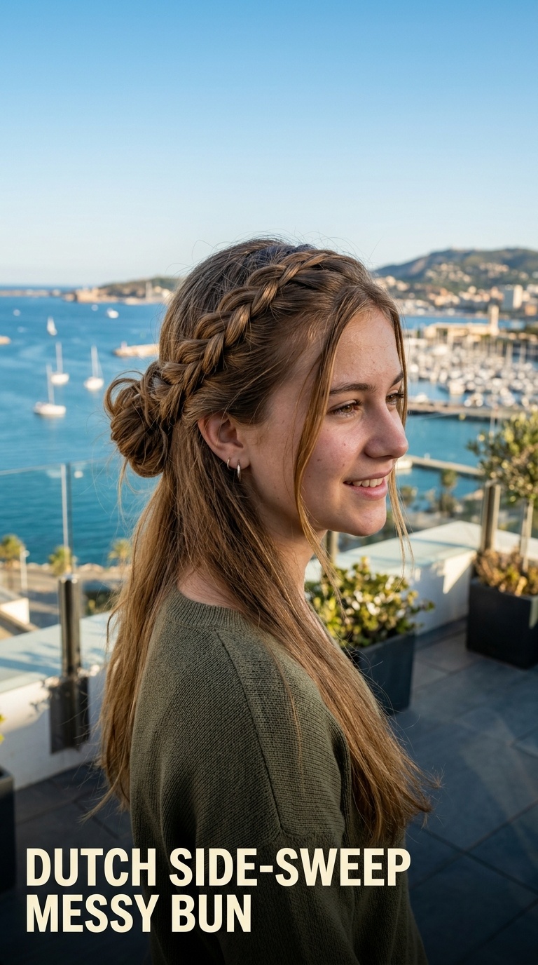 Dutch Side-Sweep Messy Bun