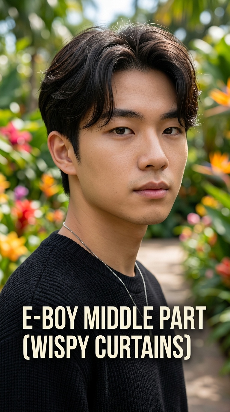 E-Boy Middle Part (Wispy Curtains)