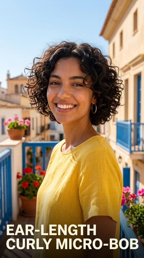 Ear-Length Curly Micro-Bob