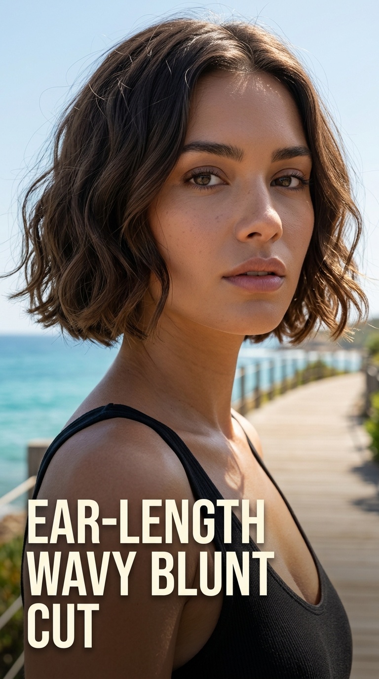 Ear-Length Wavy Blunt Cut