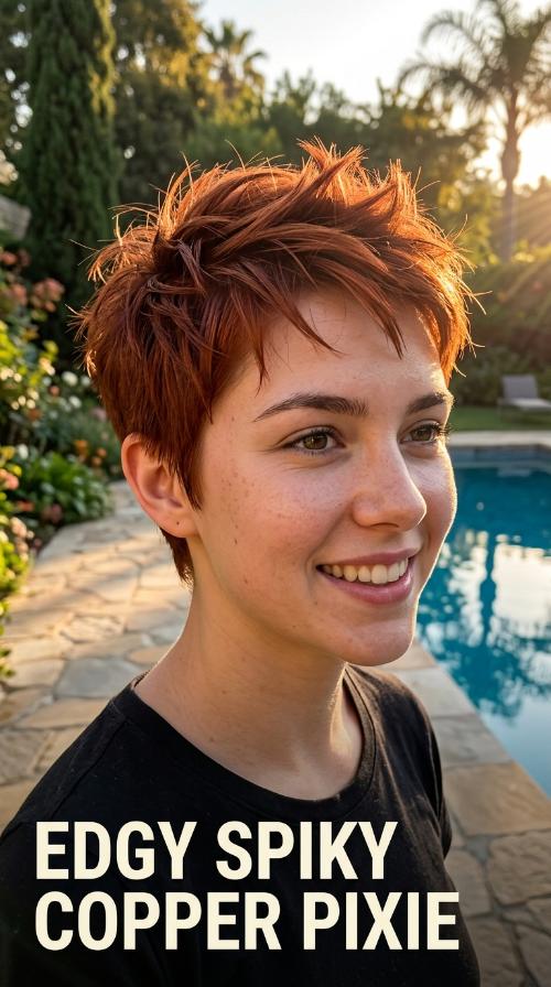 Edgy Spiky Copper Pixie