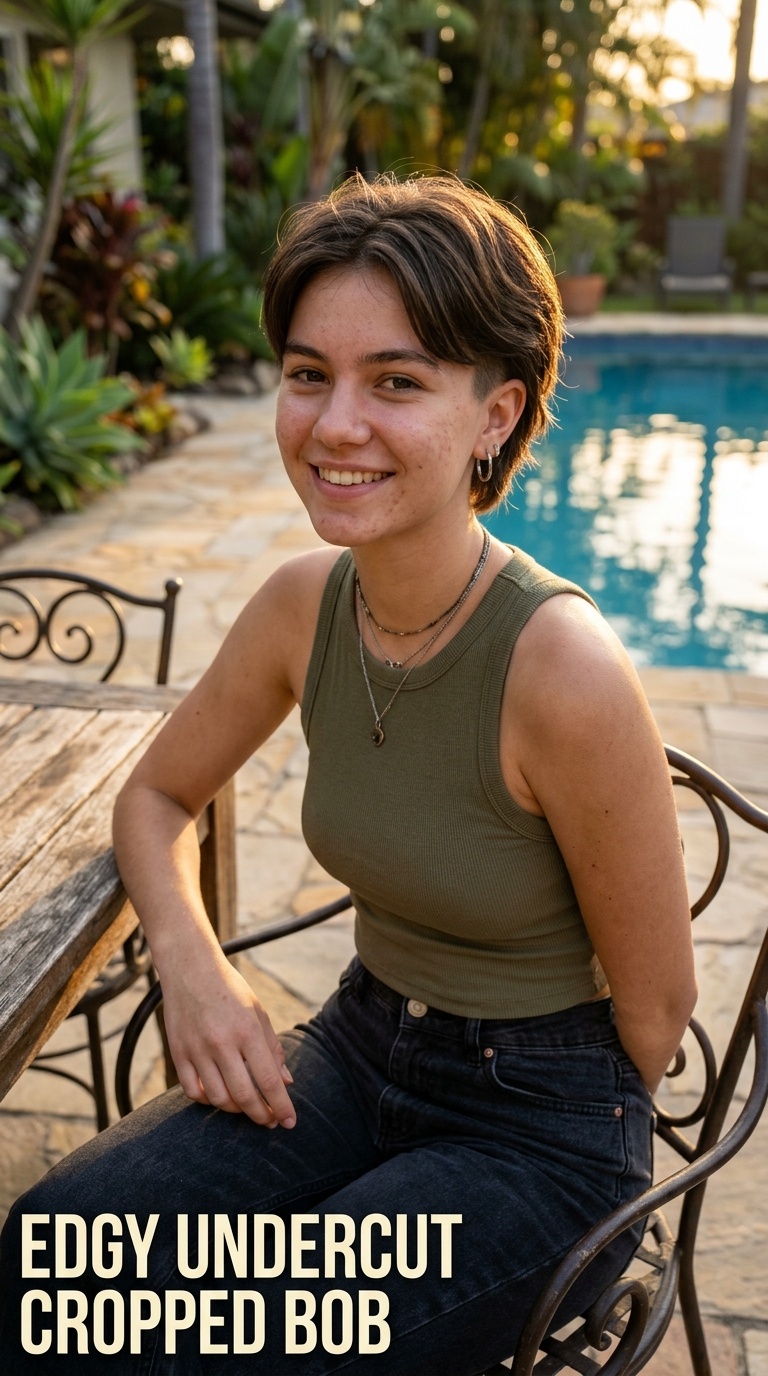 Edgy Undercut Cropped Bob