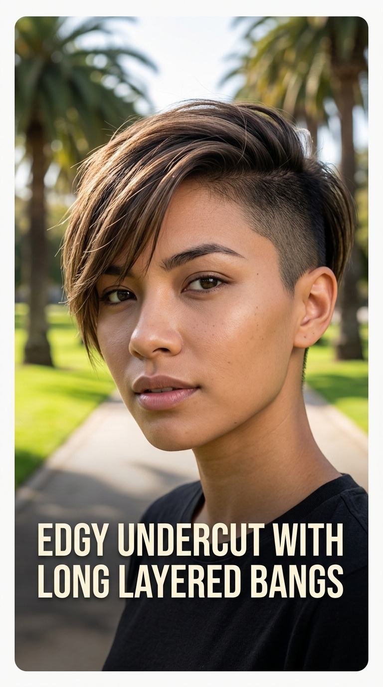Edgy Undercut with Long Layered Bangs