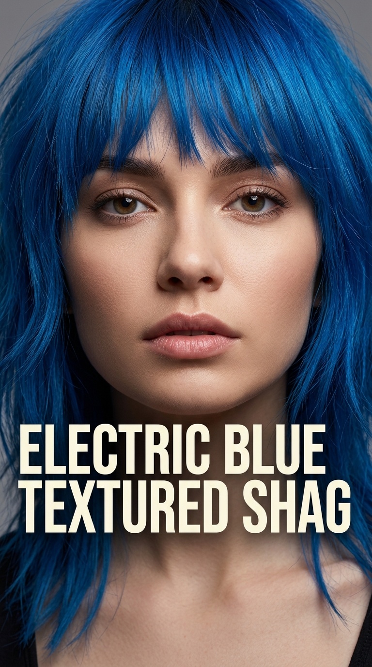 Electric Blue Textured Shag