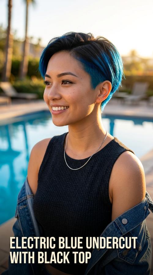 Electric Blue Undercut with Black Top