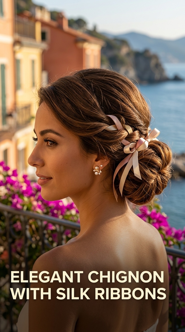 Elegant Chignon with Silk Ribbons