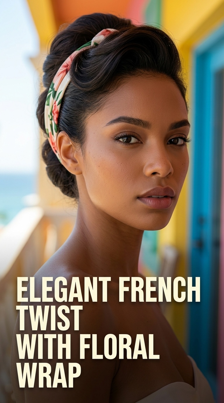 Elegant French Twist with Floral Wrap