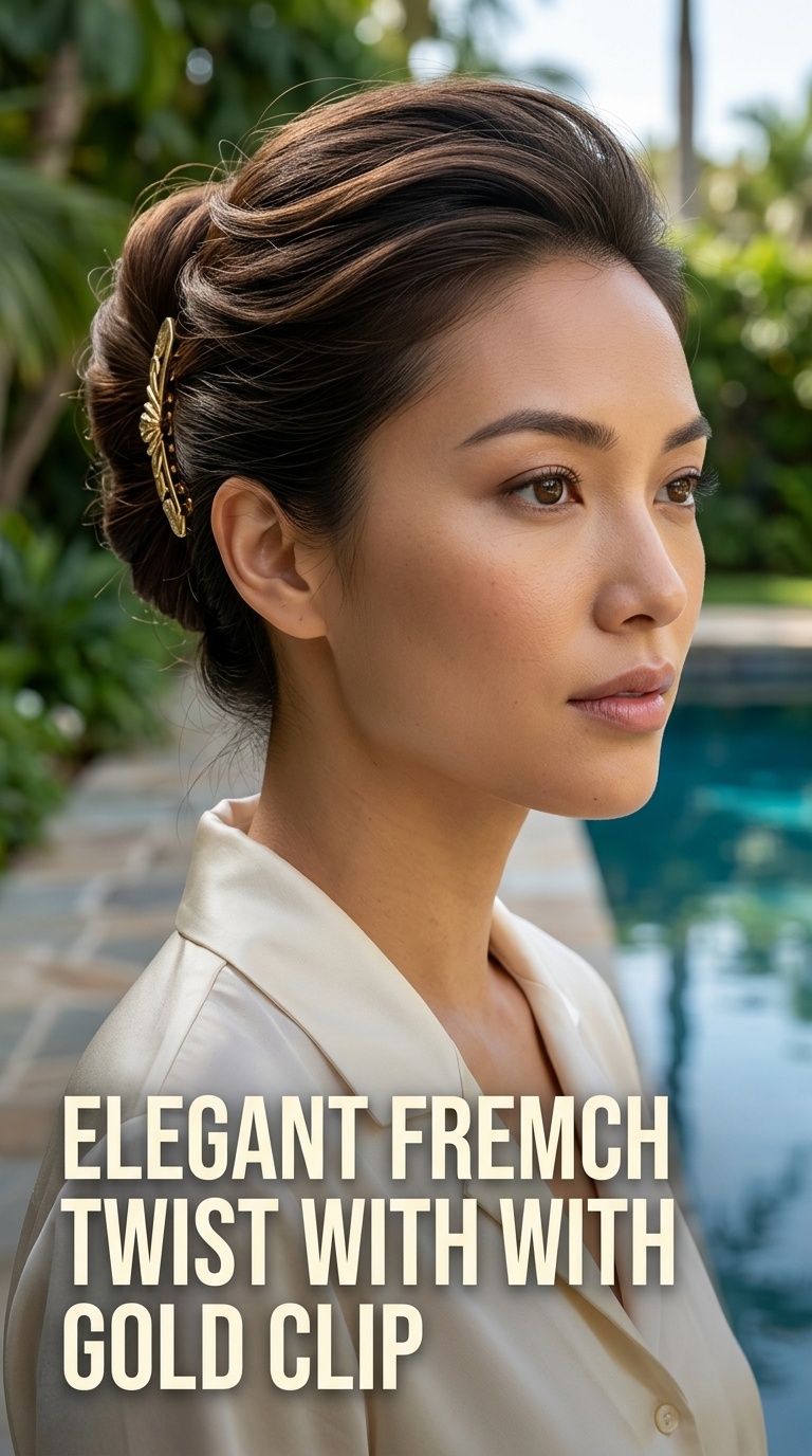 Elegant French Twist with Gold Clip
