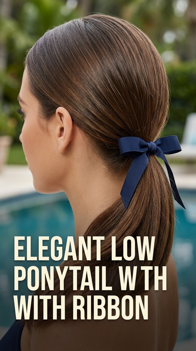 Elegant Low Ponytail with Ribbon