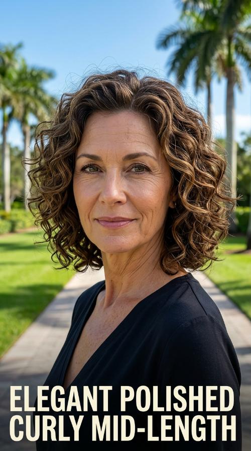 Elegant Polished Curly Mid-Length