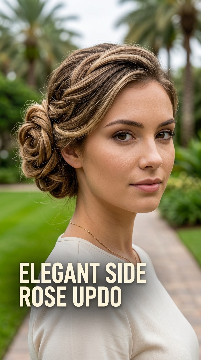 Elegant Side Rose Updo