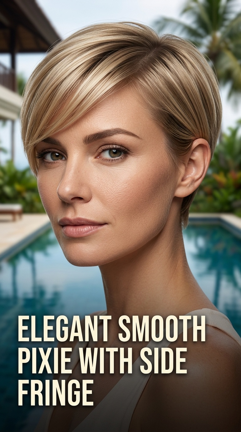 Elegant Smooth Pixie with Side Fringe